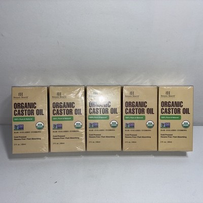 5-Sealed Botanic Hearth Organic Castor Oil,2fl Oz Each/ 100% Pure