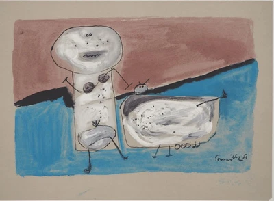 Guillaume CORNEILLE : L'heureuse fermière - Lithographie signée - Photo 1/4