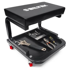 NEW Black Garage Mechanics 4-Swivel Rolling Creeper Stool Seat with Tool Tray