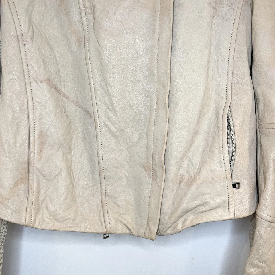 Chaqueta Vince Lamb Cuero Acanalada Buceo Asimétrica Moto Motociclista Marrón Tostado Talla L Foto 4 de 4