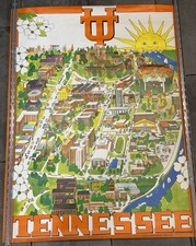 Vtg 1972 University Of Tennessee Knoxville Illustrated Caricature Campus Map