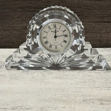 Waterford Wharton Crystal Desk Mantle Clock 4" x 2.5" New Battery Works c. 2000