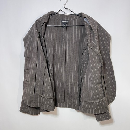 Lane Bryant Blazer Jacket Women's Plus 24 Brown Pinstripe 3 Button Suit Jacket - Picture 6 of 7