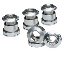 Lightweight Silver 7075 Aluminum Chainring Bolt Set with Spacers - 8pc for MTB
