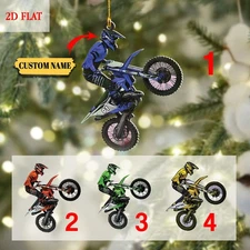 Personalized Motocross Ornament Custom Name, Dirt Bike Rider Christmas Gift