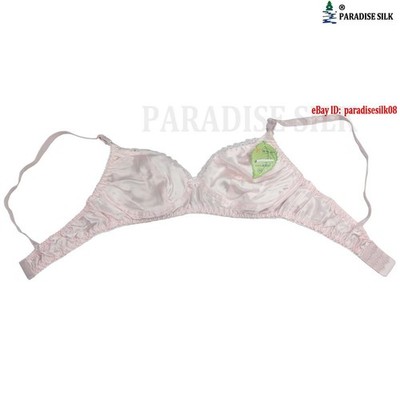 100% Natural Silk Bra Double Layers Wireless Shiny Silk Satin Underwear