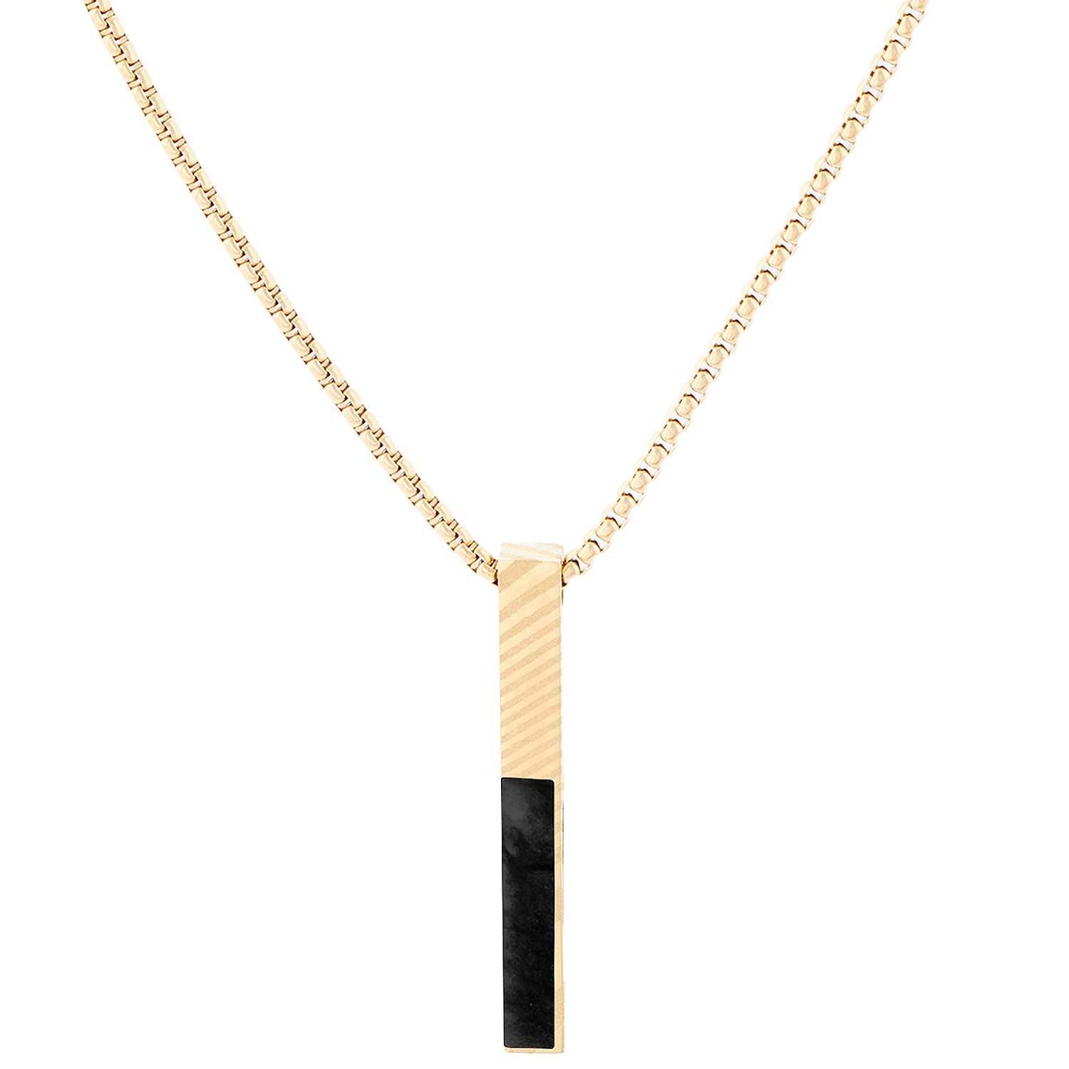 HOLZKERN Schmuck Herren-Kette Edelstahl Campania Schwarzer Marmor/Damast Goldfar