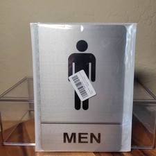 2 pcs Men  Women Modern Restroom Signage ADA Compliant Brushed Aluminum 9" x 6"
