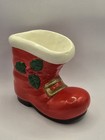 EC Vintage  4” Ceramic Red Santa Boot Décor / Planter / Candy Cane Holder — photo 1