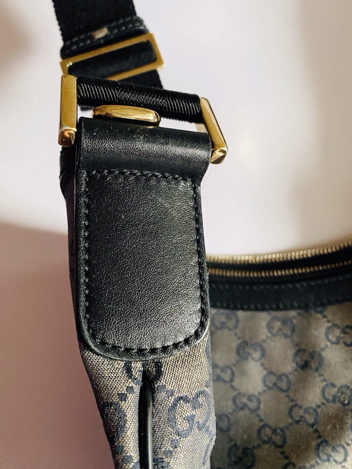 Auth Gucci Monogram Web Medium Half Moon Hobo Bag - image 8