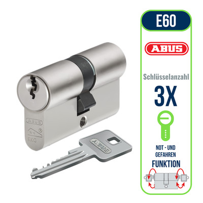 ABUS E60 Profilzylinder Doppelzylinder Türzylinder mit 3 Schlüsseln