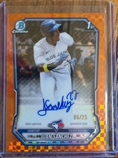 2026 Bowman Chrome Juan Sanchez 1st Autograph Orange X-Fractor /25 Blue Jays