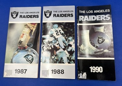 NFL The Los Angeles Raiders Vintage 1987, 1988, 1990 Team Logo Media Guides