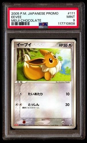 PSA 9 Eevee 111/PCG-P Pokemon Promo Japanese 2005 Meiji Chocolate