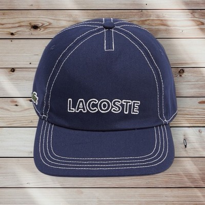 Lacoste Classic Unisex Heritage Branded Cotton Cap Mütze RK2243 Navy Spellout Logo