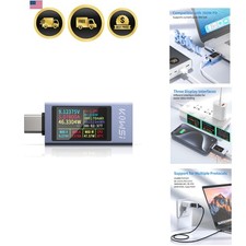 USB C Tester Power Meter, 4-30V 0-12A Type-C PD Tester Digital Multimeter, Vo...