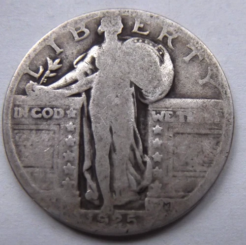 1925-P Standing Liberty 25 Cent Quarter - Very Good 90% Silver  .1808 troy oz
