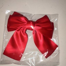 Red Fabric Bow Hair Clip Solid Pattern One Size for Girls Hair Accessory
