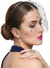 Black Mesh Veil Hat, 1920s Mesh Black Veils for Women, Fascinator Hats Veil Hat