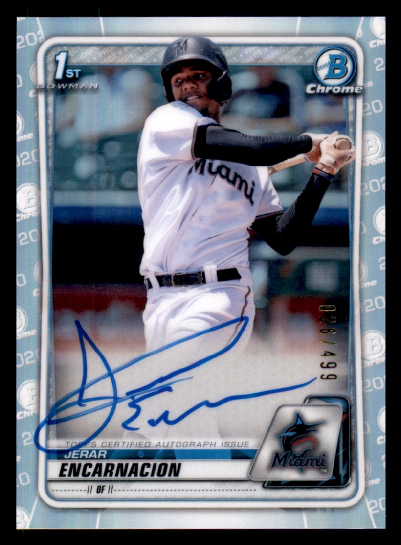 2020 Bowman Chrome Prospects Jerar Encarnacion Auto /499 Silver Refractor CPA-JE