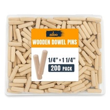 Wooden Dowel Pins 1/4 X 1-1/4 Inch Fluted Wood Dowels Rods 200 Pack Hardwood Cra