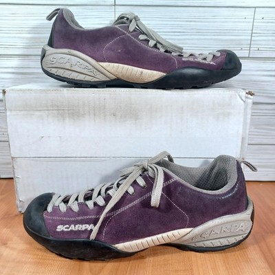 SCARPA Shoes Womens 8 Purple Suede Sneaker Hiking Vibram 39.5 EU Low Top