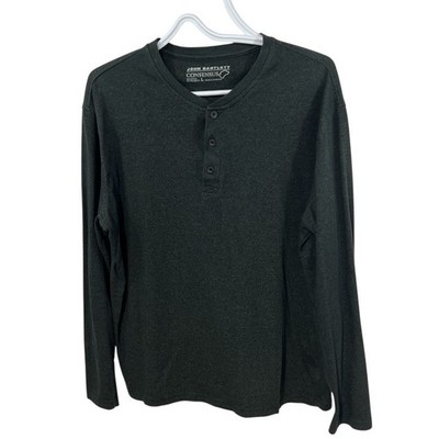 John Bartlett Consensus Men Medium Henley Shirt Cotton Blend Long Sleeve