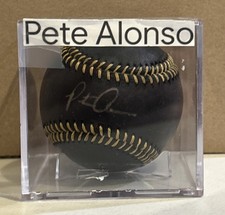 Pete Alonso Autographed Black Baseball Fanatics Certification