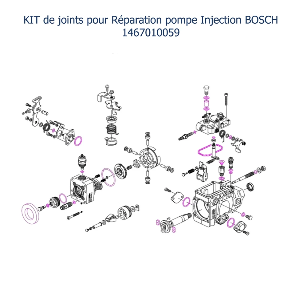 Pochette joints pour Pompe injection Bosch 1467010059 - 11676040309119 79071400 - Photo 2/4