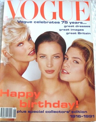 1991 UK Vogue 75th Anniversary Issue: Linda, Christy, and Cindy - No Supplement