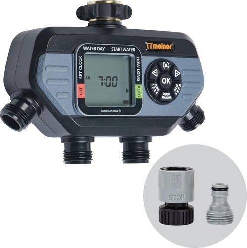 Melnor 65141AMZ 4 Zone Digital Water Timer Black Grey Outdoor Irrigation USED