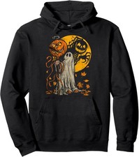 Halloween Pumpkin Ghost Autumn Graphic Art Unisex Hooded Sweatshirt