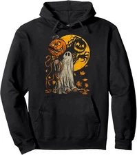 Halloween Pumpkin Ghost Autumn Graphic Art Unisex Hooded Sweatshirt
