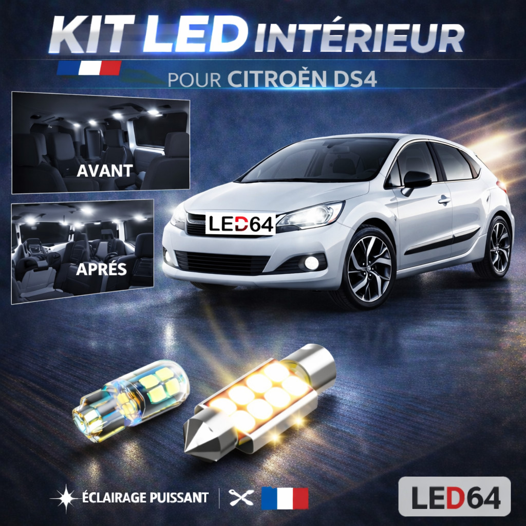 Kit LED intérieur blanc premium Citroën DS4 éclairage habitacle