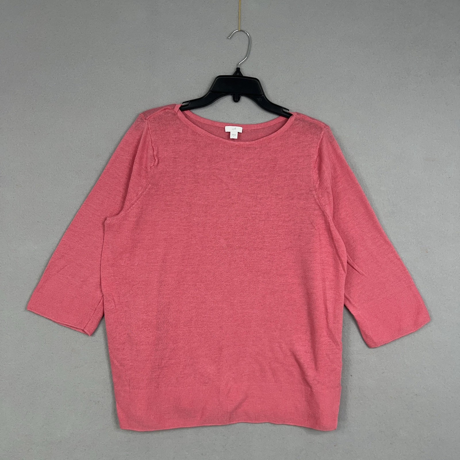 J Jill Sweater Womens Large Pink Linen Coastal Cottage Feminine Resort Summer