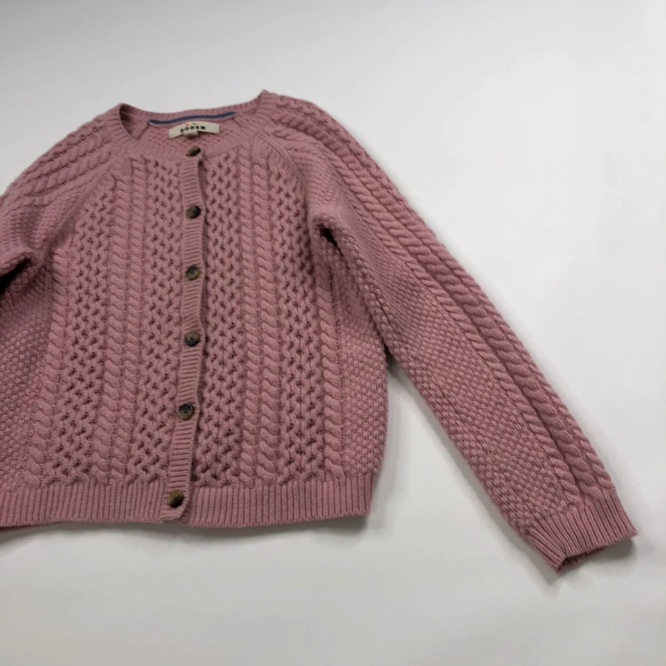 Mini Boden Niñas 9-10 Mezcla de Lana Botón Cárdigan Pescador Suéter Rosa Foto 2 de 4