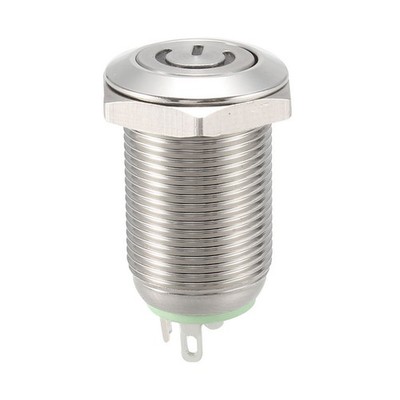 Push Button Switch- AC 250V 3A / 12mm / Silvery, Blue / 1 Pcs