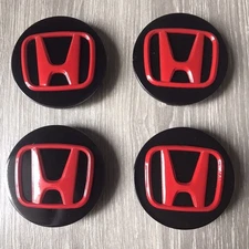 Red Black Set Of 4PCS Wheel Center Caps 69MM Fit Honda 06-21 Civic Odyssey Jdm