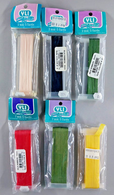 Lot Of 6 YLI Silk Ribbon For Embroidery 2mm And 7mm Red Black Green Yellow Pink