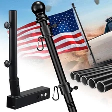 Truck Flag Pole with Hitch Holder – 5FT Heavy Duty Flagpole Mount Kit for Tow Hi