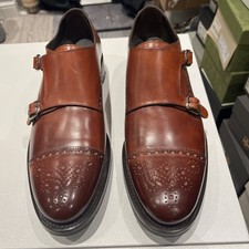 O'KEEFFE Men Double Monk Straps  Brown Red Leather Oxford Shoes UK10New