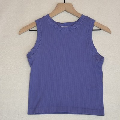 Moa Moa Women s Periwinkle Ribbed Tank One Size Fits Most Muscle Tank