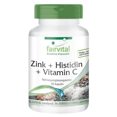 Zink + Histidin + Vitamin C - 90 Kapseln für das Immunsystem | VEGAN | fairvital