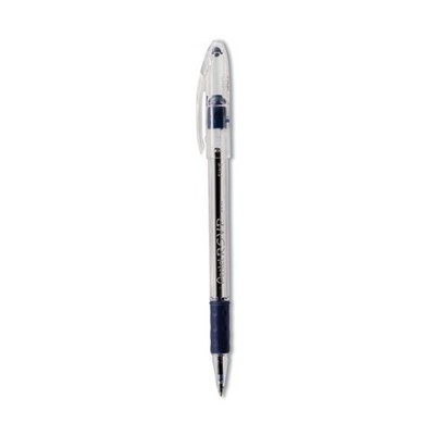 Pentel R.S.V.P. Ballpoint Pen, Fine 0.7 mm, Blue Ink, Clear/Blue Barrel, Dozen