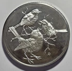 2 Troy oz Sterling Silver Coin European Robin ~ 64 Grams ~ Franklin Mint