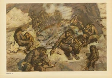 1960 NEANDERTHAL CANNIBALS (KRAPINA) Print - Paleoart - 13.5 x 9.75 Inches