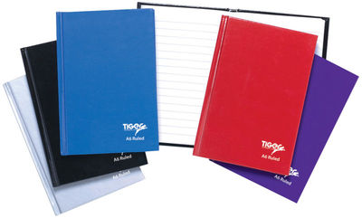 Tiger A6 Hardback Casebound-160 Pages, White,Feint Ruled (Black 