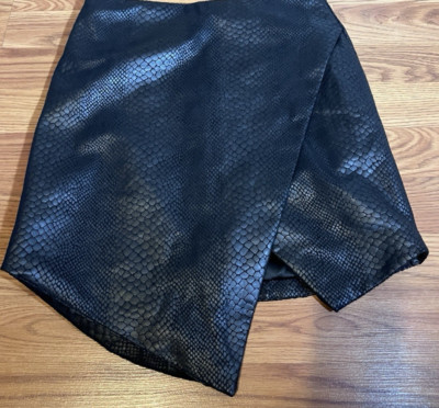 Olivaceous  Skirt Size Med Reptile Vegan Leather Mini Black