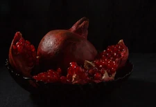 Color Photo Red Pomegranate on Plate Still Life Original Paper 21x30 cm