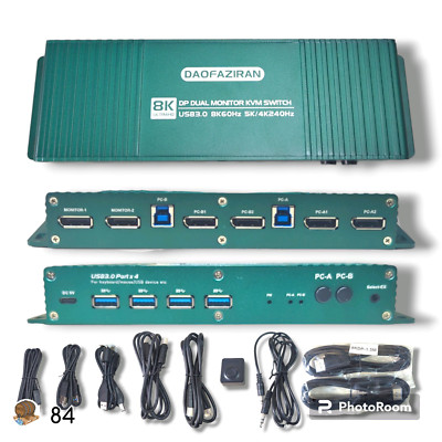 Dual Monitor kvm Switch displayport and HDMI (DP+HDMI),2 Port USB3.0 DP 2.0 K...